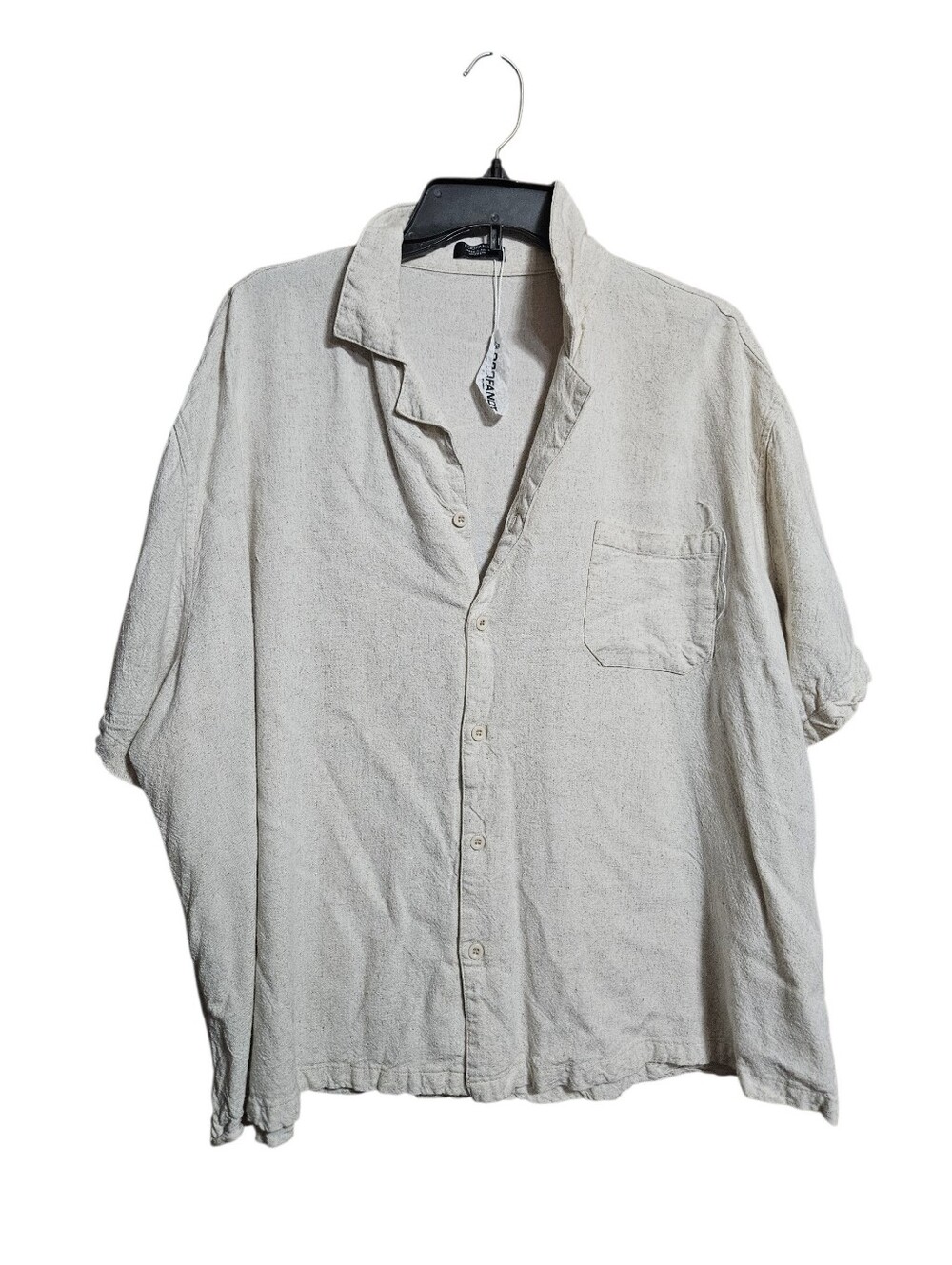 Coofandy Womens Beige Button Down Oversized Short Sleeve Shirt New Size XXL!